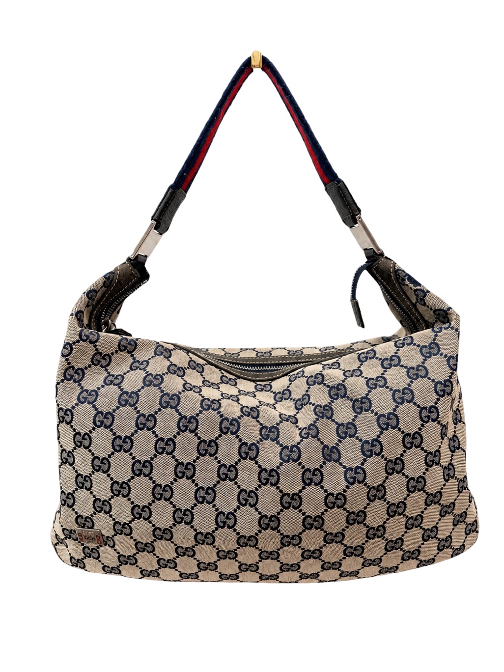 Authentic Gucci Gg Canvas Web Stripe Hobo Shoulder Bag